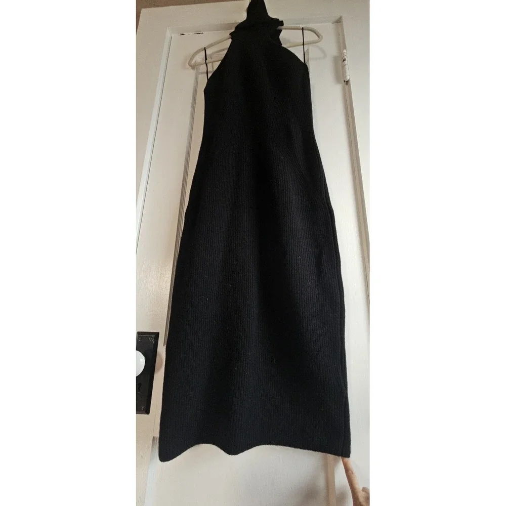 REISS Clem Sleeveless Turtleneck Sweater Dress wool cashmere blend Black‎ Size L